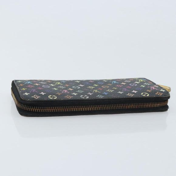 LOUIS VUITTON Monogram Multicolor Zippy Wallet Black M60243 LV Auth bs33783