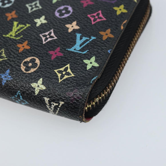 LOUIS VUITTON Monogram Multicolor Zippy Wallet Black M60243 LV Auth bs33783