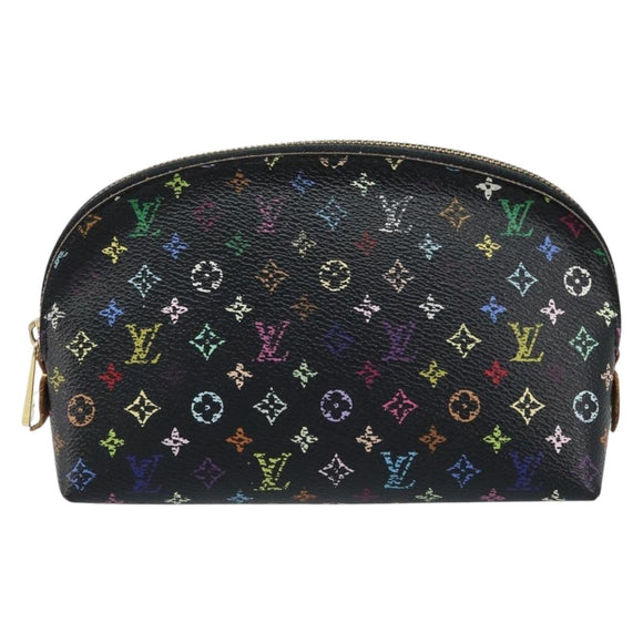 LOUIS VUITTON Multicolor Pochette Cosmetic Pouch Black M47355 LV Auth bs33786