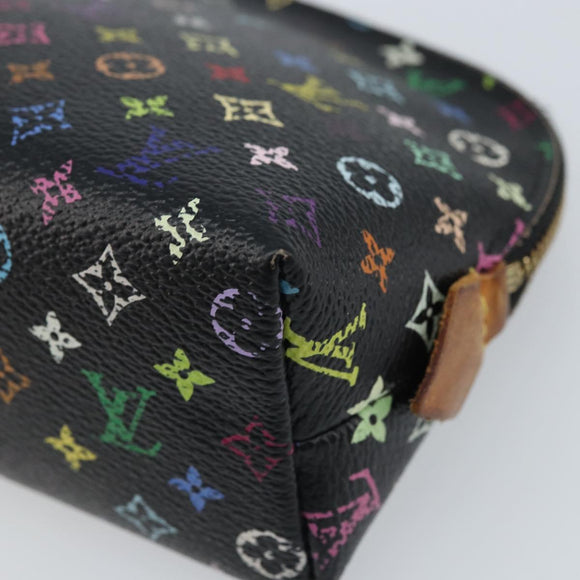 LOUIS VUITTON Multicolor Pochette Cosmetic Pouch Black M47355 LV Auth bs33786