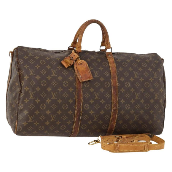 LOUIS VUITTON Monogram Keepall Bandouliere 55 Boston Bag M41414 LV Auth bs33789