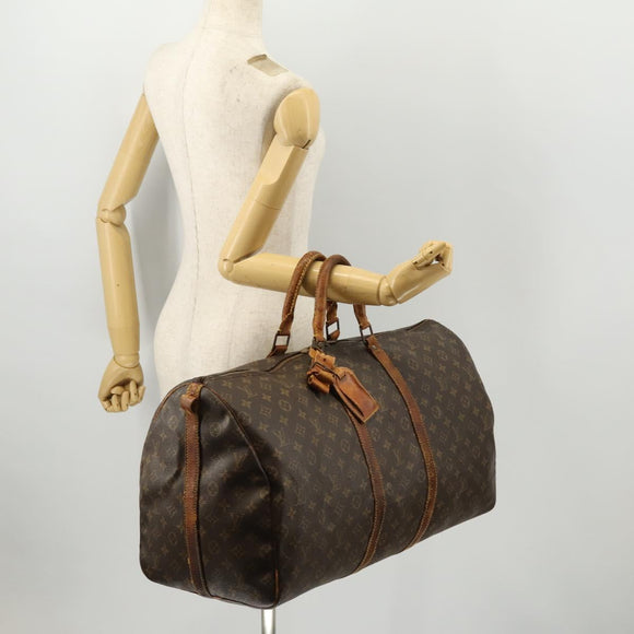 LOUIS VUITTON Monogram Keepall Bandouliere 55 Boston Bag M41414 LV Auth bs33789