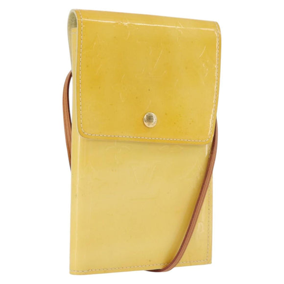 LOUIS VUITTON Monogram Vernis Walker Geldbörse Lime Yellow M91074 LV Auth bs33793