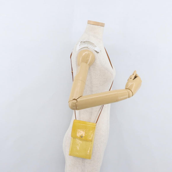 LOUIS VUITTON Monogram Vernis Walker Geldbörse Lime Yellow M91074 LV Auth bs33793