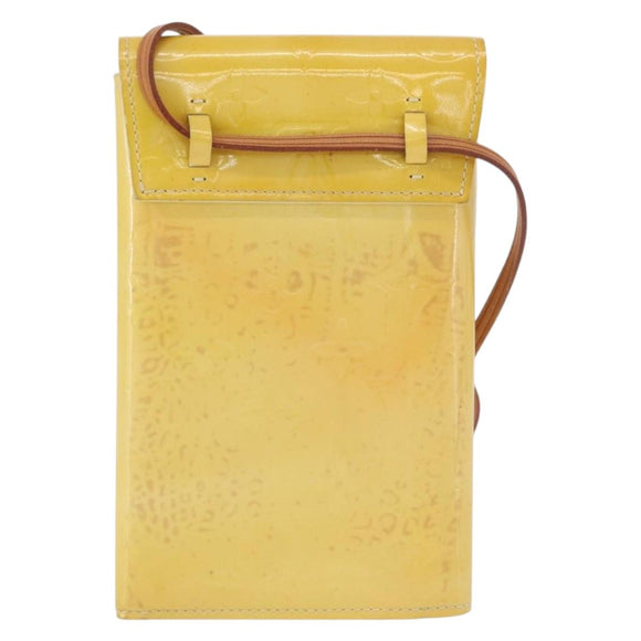LOUIS VUITTON Monogram Vernis Walker Geldbörse Lime Yellow M91074 LV Auth bs33793