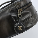 CHANEL Bicolore Vanity Handtas Leer Zwart CC Auth bs33805-9