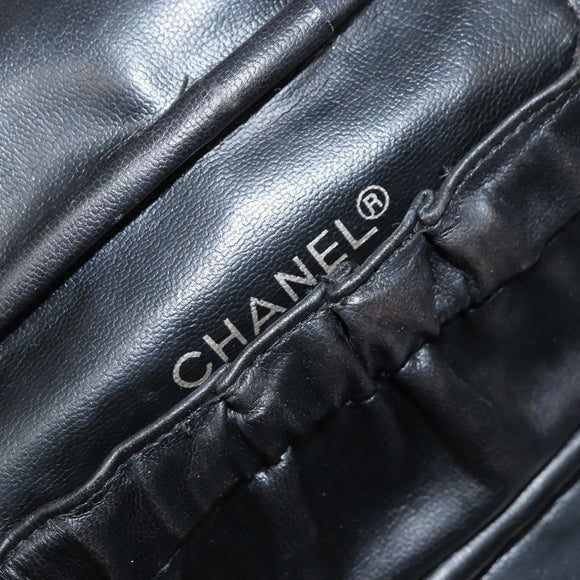 CHANEL Bicolore Vanity Handtas Leer Zwart CC Auth bs33805