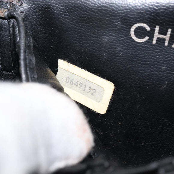 CHANEL Bicolore Vanity Handtas Leer Zwart CC Auth bs33805