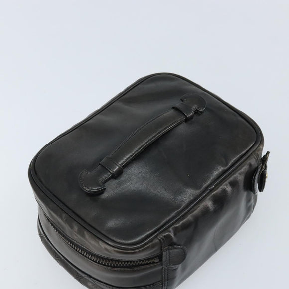 CHANEL Bicolore Vanity Handtas Leer Zwart CC Auth bs33805