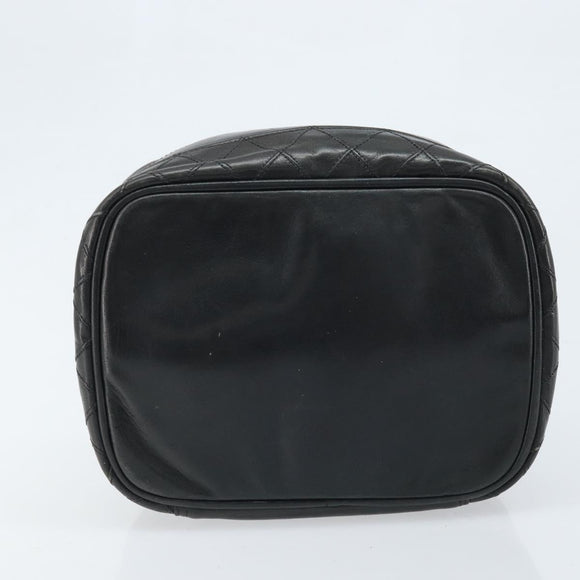 CHANEL Bicolore Vanity Handtas Leer Zwart CC Auth bs33805
