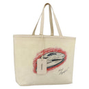 CHANEL Tote Bag Canvas Leather White Silver CC Auth bs33806-1