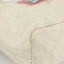 CHANEL Tote Bag Canvas Leather White Silver CC Auth bs33806-11