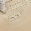 CHANEL Tote Bag Canvas Leather White Silver CC Auth bs33806-14