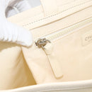 CHANEL Tote Bag Canvas Leather White Silver CC Auth bs33806-18