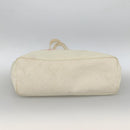 CHANEL Tote Bag Canvas Leather White Silver CC Auth bs33806-9