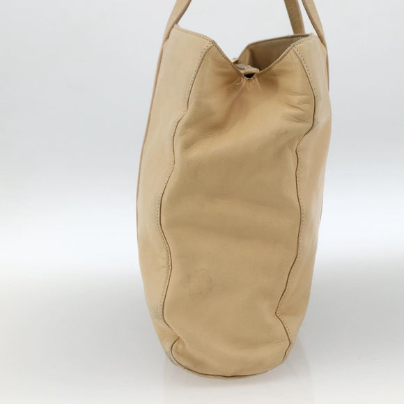 LOEWE Tote Bag Leather Beige Gold Auth bs33808