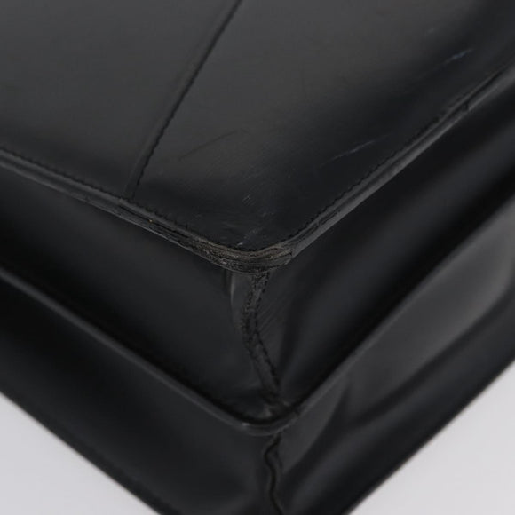 LOEWE Anagram Business Bag Leather Black Silver Auth bs33809