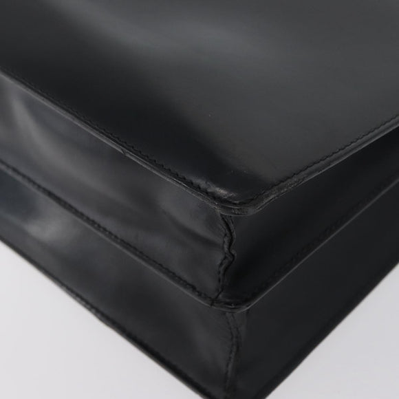 LOEWE Anagram Business Bag Leather Black Silver Auth bs33809