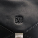 LOEWE Anagram Business Bag Leather Black Silver Auth bs33809-17