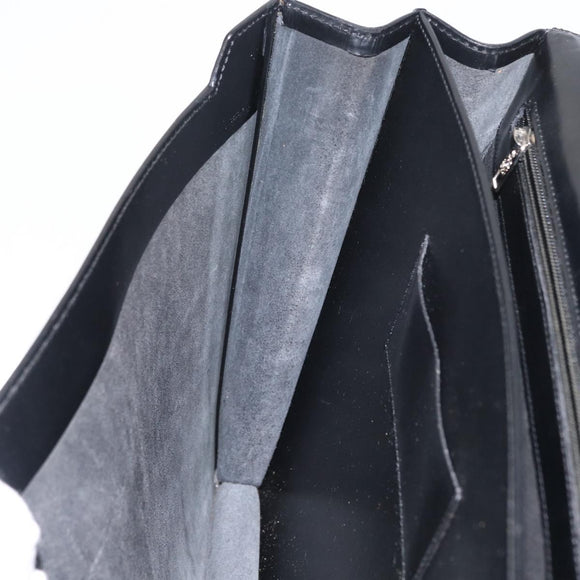 LOEWE Anagram Business Bag Leather Black Silver Auth bs33809