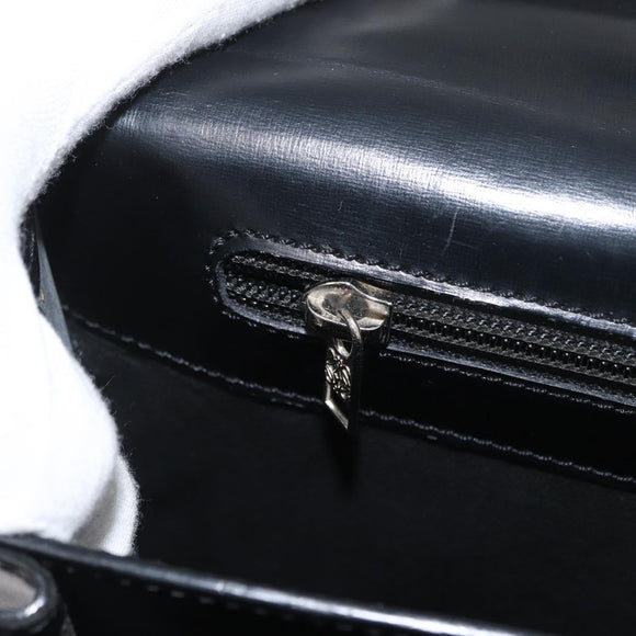 LOEWE Anagram Business Bag Leather Black Silver Auth bs33809