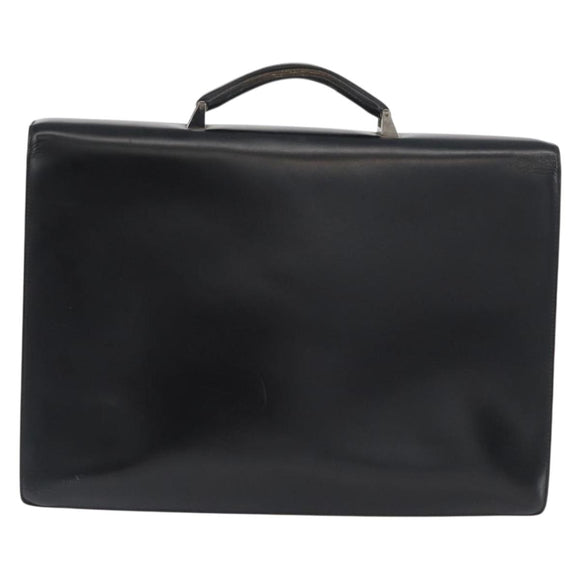 LOEWE Anagram Business Bag Leather Black Silver Auth bs33809