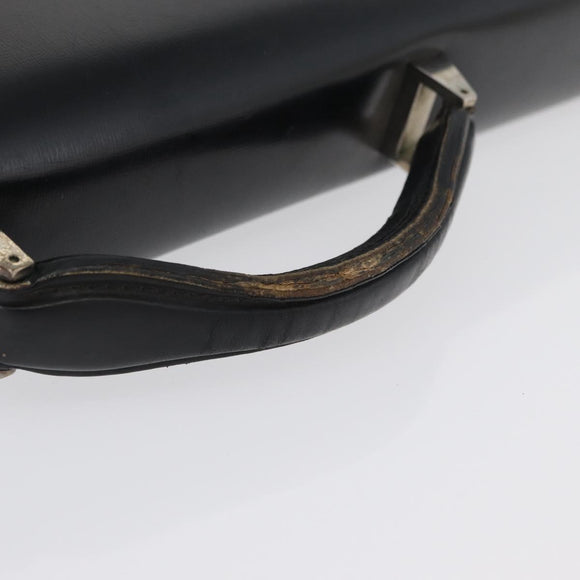 LOEWE Anagram Business Bag Leather Black Silver Auth bs33809