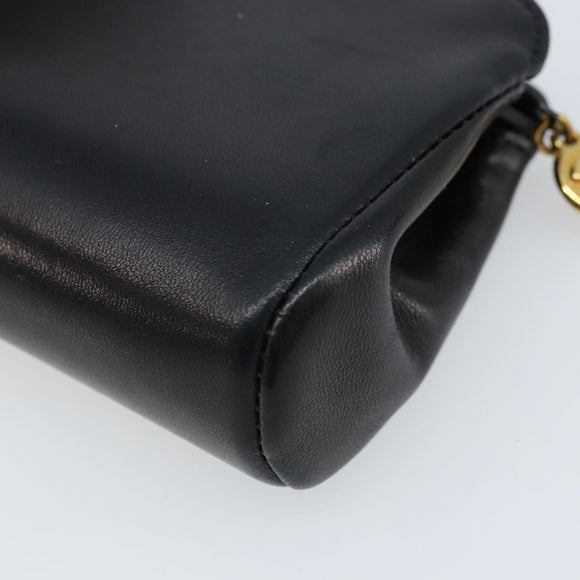 CHANEL Pouch Lamb Skin Black Gold CC Auth bs33811