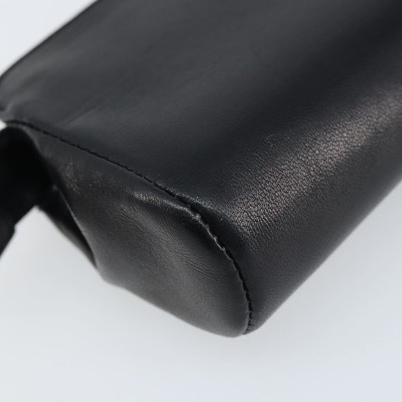 CHANEL Pouch Lamb Skin Black Gold CC Auth bs33811