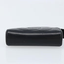 CHANEL Pouch Lamb Skin Black Gold CC Auth bs33811-6