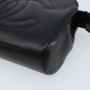 CHANEL Pouch Lamb Skin Black Gold CC Auth bs33811-7