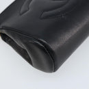CHANEL Pouch Lamb Skin Black Gold CC Auth bs33811-8