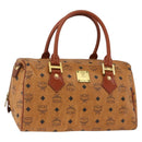 MCM Vicetos Logogram Hand Bag PVC Leather Brown Gold Auth bs33817-1