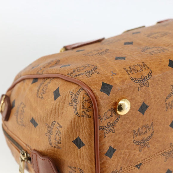 MCM Vicetos Logogram Hand Bag PVC Leather Brown Gold Auth bs33817
