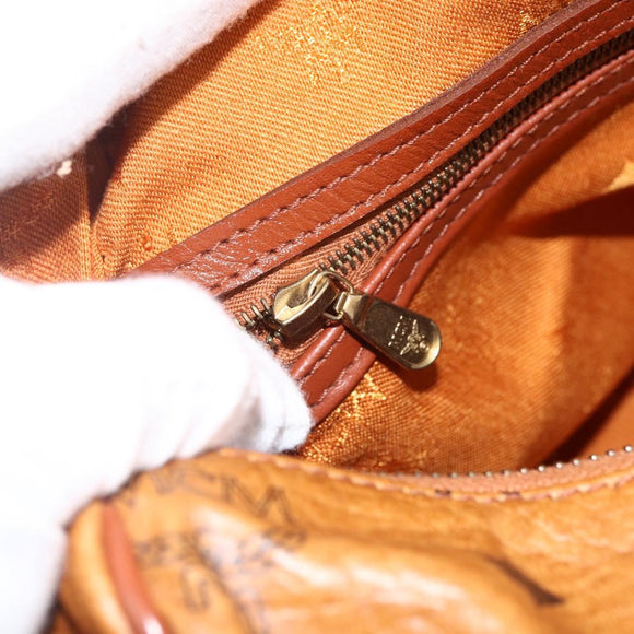MCM Vicetos Logogram Hand Bag PVC Leather Brown Gold Auth bs33817