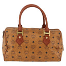 MCM Vicetos Logogram Hand Bag PVC Leather Brown Gold Auth bs33817-2