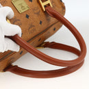 MCM Vicetos Logogram Hand Bag PVC Leather Brown Gold Auth bs33817-7