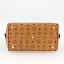 MCM Vicetos Logogram Hand Bag PVC Leather Brown Gold Auth bs33817-5