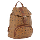 MCM Vicetos Logogram Backpack PVC Leather Brown Gold Auth bs33818-1