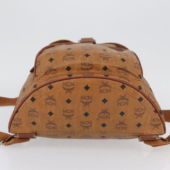 MCM Vicetos Logogram Backpack PVC Leather Brown Gold Auth bs33818