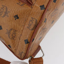 MCM Vicetos Logogram Backpack PVC Leather Brown Gold Auth bs33818-16