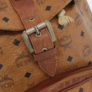 MCM Vicetos Logogram Backpack PVC Leather Brown Gold Auth bs33818-20