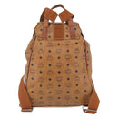 MCM Vicetos Logogram Backpack PVC Leather Brown Gold Auth bs33818-2