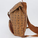 MCM Vicetos Logogram Backpack PVC Leather Brown Gold Auth bs33818-3