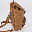 MCM Vicetos Logogram Backpack PVC Leather Brown Gold Auth bs33818-4