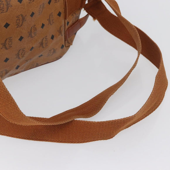 MCM Vicetos Logogram Backpack PVC Leather Brown Gold Auth bs33818