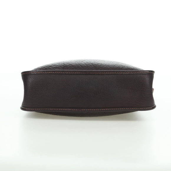 HERMES Vespa Shoulder Bag Leather Brown Silver Auth bs33819V