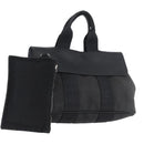 HERMES Valparaiso PM Hand Bag Canvas Leather Black Silver Auth bs33821-1