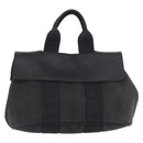 HERMES Valparaiso PM Hand Bag Canvas Leather Black Silver Auth bs33821-13