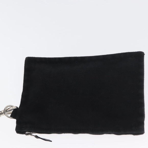 HERMES Valparaiso PM Hand Bag Canvas Leather Black Silver Auth bs33821